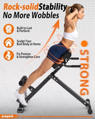 Adjustable Roman Chair – Back Extension Bench, 350 Lb Capacity