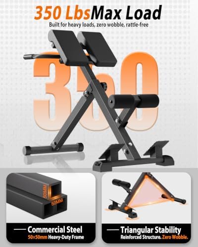 Adjustable Roman Chair – Back Extension Bench, 350 Lb Capacity
