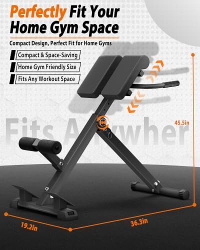 Adjustable Roman Chair – Back Extension Bench, 350 Lb Capacity