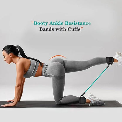 Ankle Resistance Bands with Cuffs for Women & Men - 3-Level Adjustable Leg & Glute Workout Equipment, Portable Home Gym Exercise Bands for Kickbacks, Hip Thrusts, Yoga, Strength Training